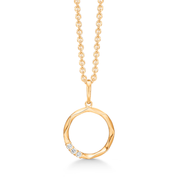 Lækker 14 kt. guld vedhæng med en cirkel med zirconia og mønster. fra Støvring Design