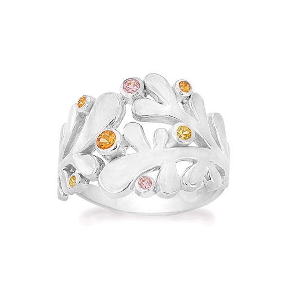 Rabinovich SUNSET Sterling sølv ring med orange, gul og pink safir