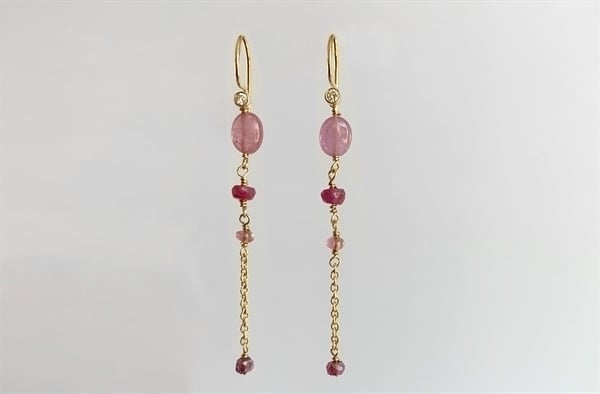 Guld ørehænger, safir - Horizon