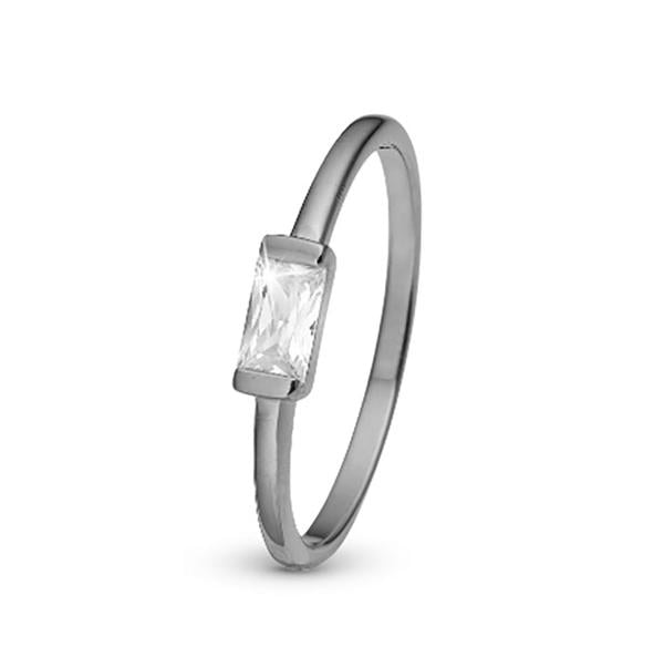 Christina Jewelry sterling sølv  White Single Baguette Fingerring med hvid stenstr 61