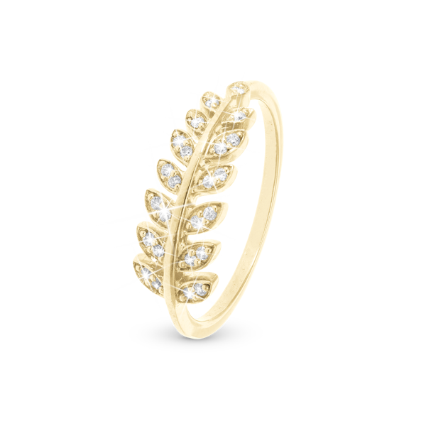 Model 1.18.B, Ring med zirkonia blade i 925 forgyldt sølv  hos Guldsmykket.dk