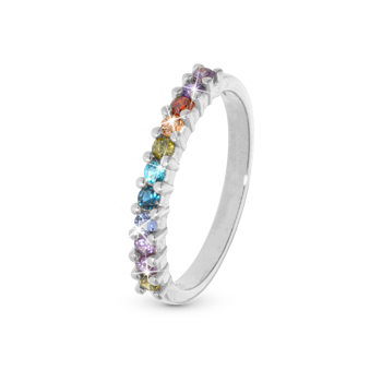 Rainbow Ring med multifarvet zirkonia i 925 sterling sølv 