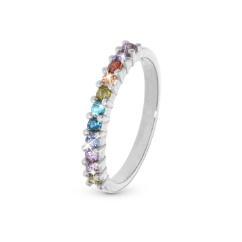 Rainbow Ring med multifarvet zirkonia i 925 sterling sølv 