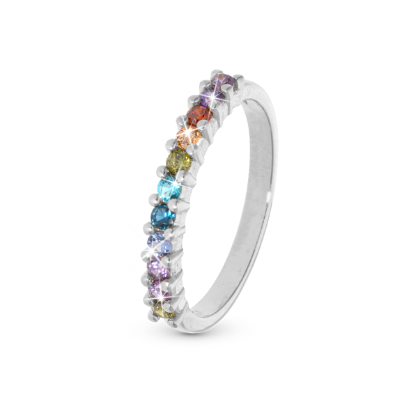 Rainbow Ring med multifarvet zirkonia i 925 sterling sølv 