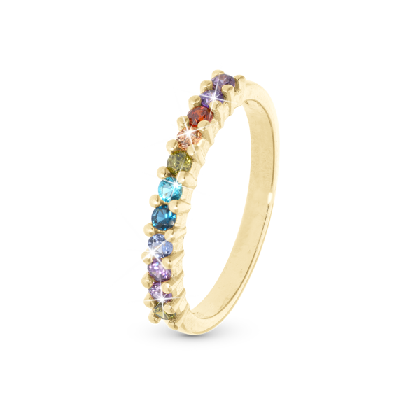 Model 2.28.B-59, Ring med multifarvet zirkonia i 925 forgyldt sølv  hos Guldsmykket.dk