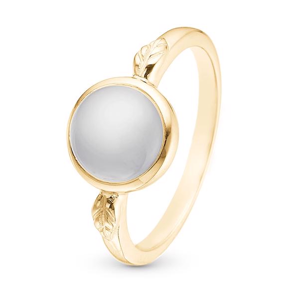 Christina Jewelry forgyldt sterling sølv Moonstone Ring med ægte grå månesten forgyldt sterling sølv
