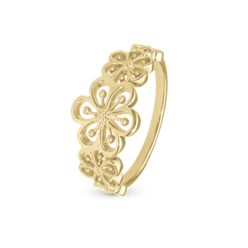 Flower Heaven Ring med 5 detaljeret blomster i 925 forgyldt sølv 