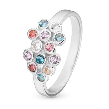 Christina Jewelry sterling sølv Colourful Champagne Ring med farvede sten 925 sterling sølv 