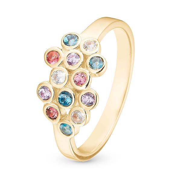 Christina Jewelry forgyldt sterling sølv Colourful Champagne Ring med farvede sten forgyldt sterling sølv