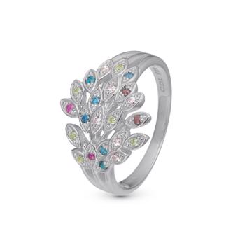 Christina Jewelry sterling sølv Peacock Fingerring med farvede zirkonia sten