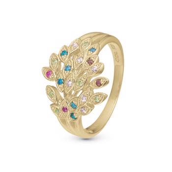 Christina Jewelry forgyldt sterling sølv Peacock Fingerring med farvede zirkonia sten