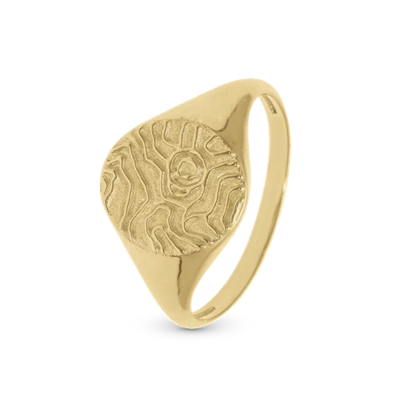 Fingerprint Ring med detaljeret finger aftryk i 925 forgyldt sølv 