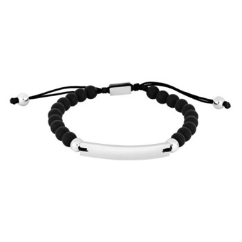 Son of Noa's Armbånd med sort onyx og blank stål