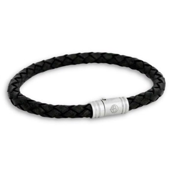 LIAM - Klassisk læder armbånd i sort/stål, med magnetisk lås, by Billgren