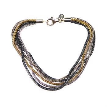 San - Link of joy Claasic Foxtail 925 Sterling Sølv kæde sort rhodineret/Forgyldt/blank, model 818