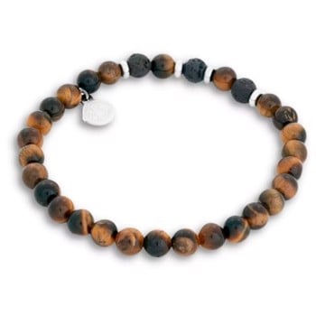 BENJI - Beads armbånd i sort/brun med detaljer i stål, by Billgren