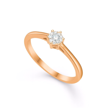 14 kt. guld diamant ring med ialt 0,085 ct W/SI