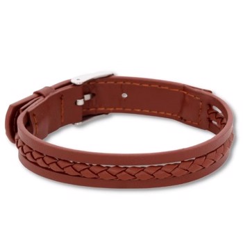 LUKE - Flettet læder armbånd i brun, med bæltespænde, by Billgren