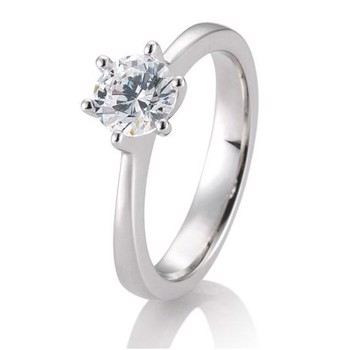 14 kt hvidguld Engagement Solitaire ring med 0,6 ct Diamanter Wesselton SI