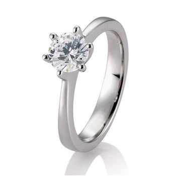 Platin 950 Engagement Solitaire ring med 0,6 ct Diamanter Wesselton SI