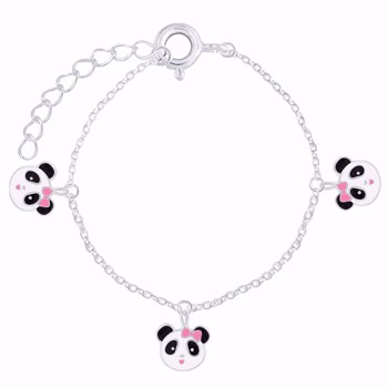 Panda med sløjfe armbånd sølv fra Guld & Sølv Design