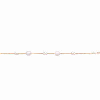 Sølv forgyldt armbånd med perler fra Guld & Sølv Design