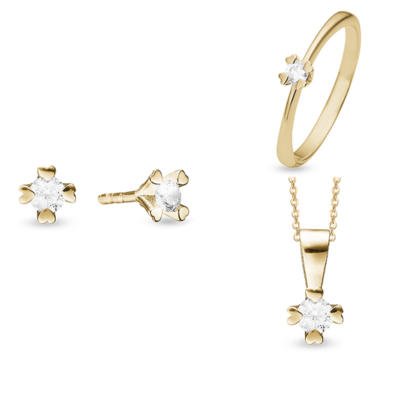 Mary 8 kt guld smykkesæt med i alt 0,40 ct labgrown diamanter Wesselton VS