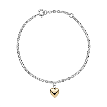 Armbånd med hjerte, 8 karat/sterling sølv