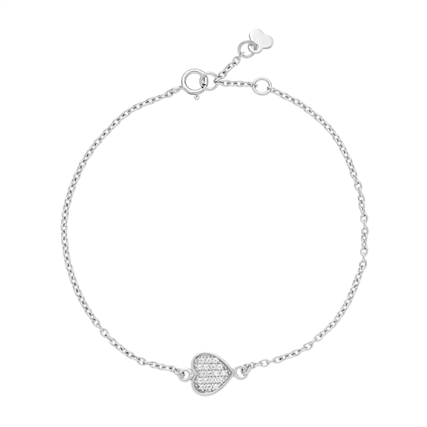 Armbånd hjerte 8x8 mm zirkonia 16-18cm 925, 16-18cm