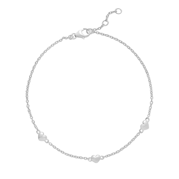 Armbånd med 3 små hjerter 17-18-19 cm sterling sølv