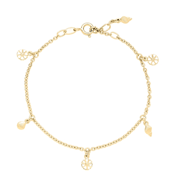Marguerit Armbånd musling 3x5mm forgyldt 925 sølv, 17-18-19cm