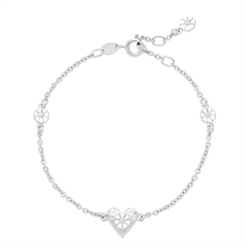 Lund Copenhagen marguerit hjerte armbånd i sterling sølv