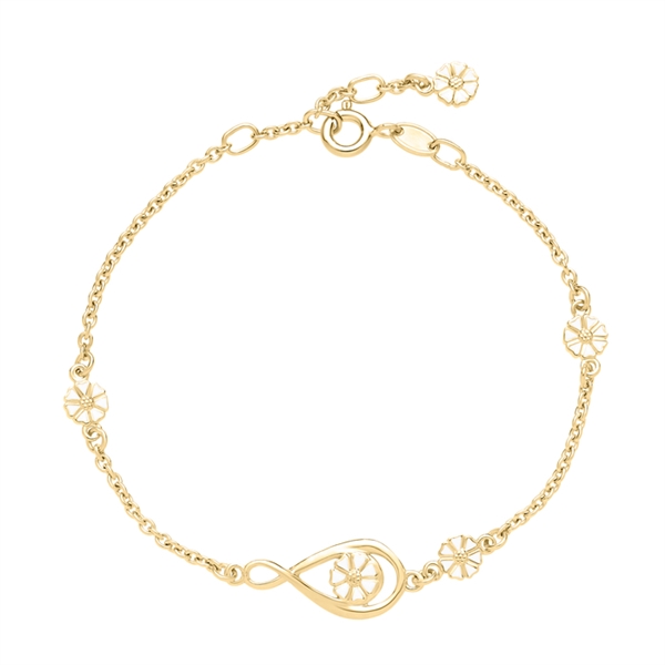 Marguerit Armbånd infinity 5x5mm forgyldt 925 sølv, 17-18-19cm