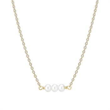 Lund Copenhagen ferskvandsperle collier i 8 karat guld, 42-48 cm