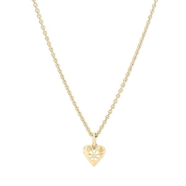 Marguerit halskæde hjerte 1x5mm forgyldt 925 sølv, 45-48cm