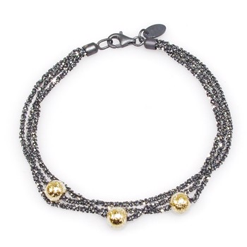 Magic beads armbånd/halskæde i oxyderet sterling sølv