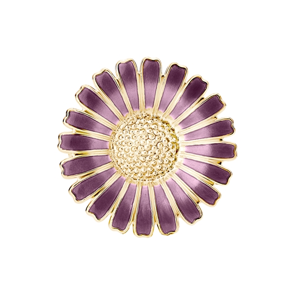 Marguerit broche lilla 36mm forgyldt 925 sølv, 