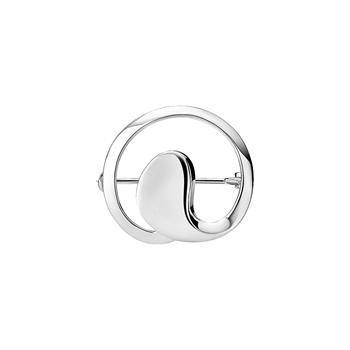 Lund Copenhagen rund broche i sterling sølv 25 mm