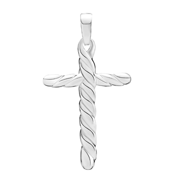 Sterling sølv kors, snoet 28 x 19  mm