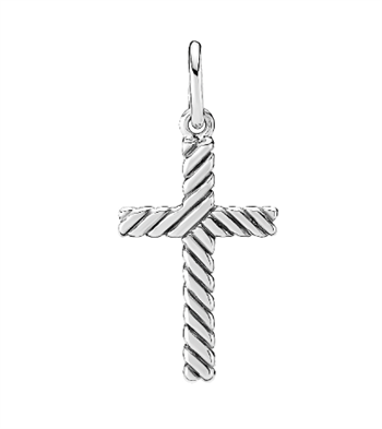 Sterling sølv kors, stribet, 19 x 12 mm