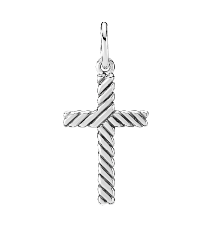Sterling sølv kors, stribet, 19 x 12 mm