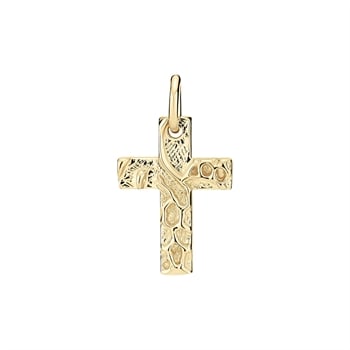 Vedhæng kors rustikt 17x12mm forgyldt sølv