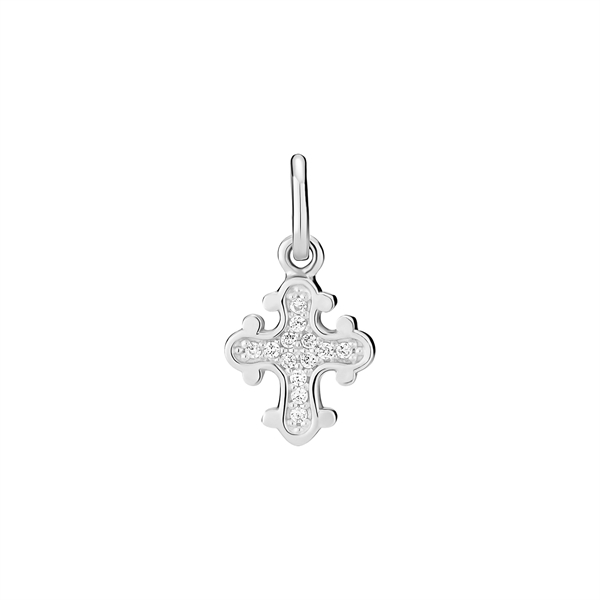 Sølv vedhæng dagmarkors 10x9 mm med zirkonia