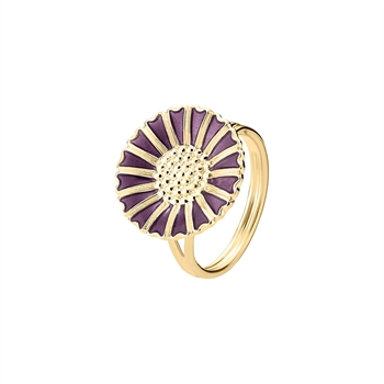Lund Copenhagen Marguerit ring lilla 18 mm forgyldt sølv