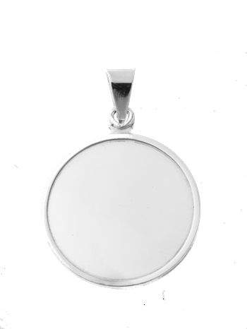 Vedhæng rund plade 17  mm sterling sølv