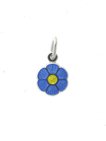 Vedhæng Forglem-mig-ej med blå og gul emalje sterling sølv