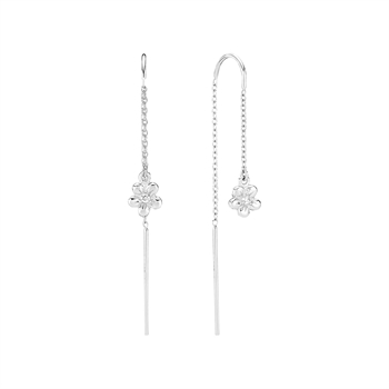 Ørehænger med bøjle og blomst med zirkonia sterling sølv