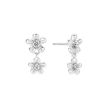 Ørestik med blomster og zirkonia sterling sølv