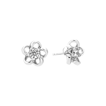 Ørestik blomst med zirkonia sterling sølv
