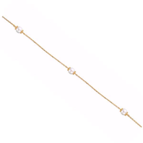 Guld & Sølv design 8 karat guld  Armbånd, Perle med blank overflade, længde 19 cm